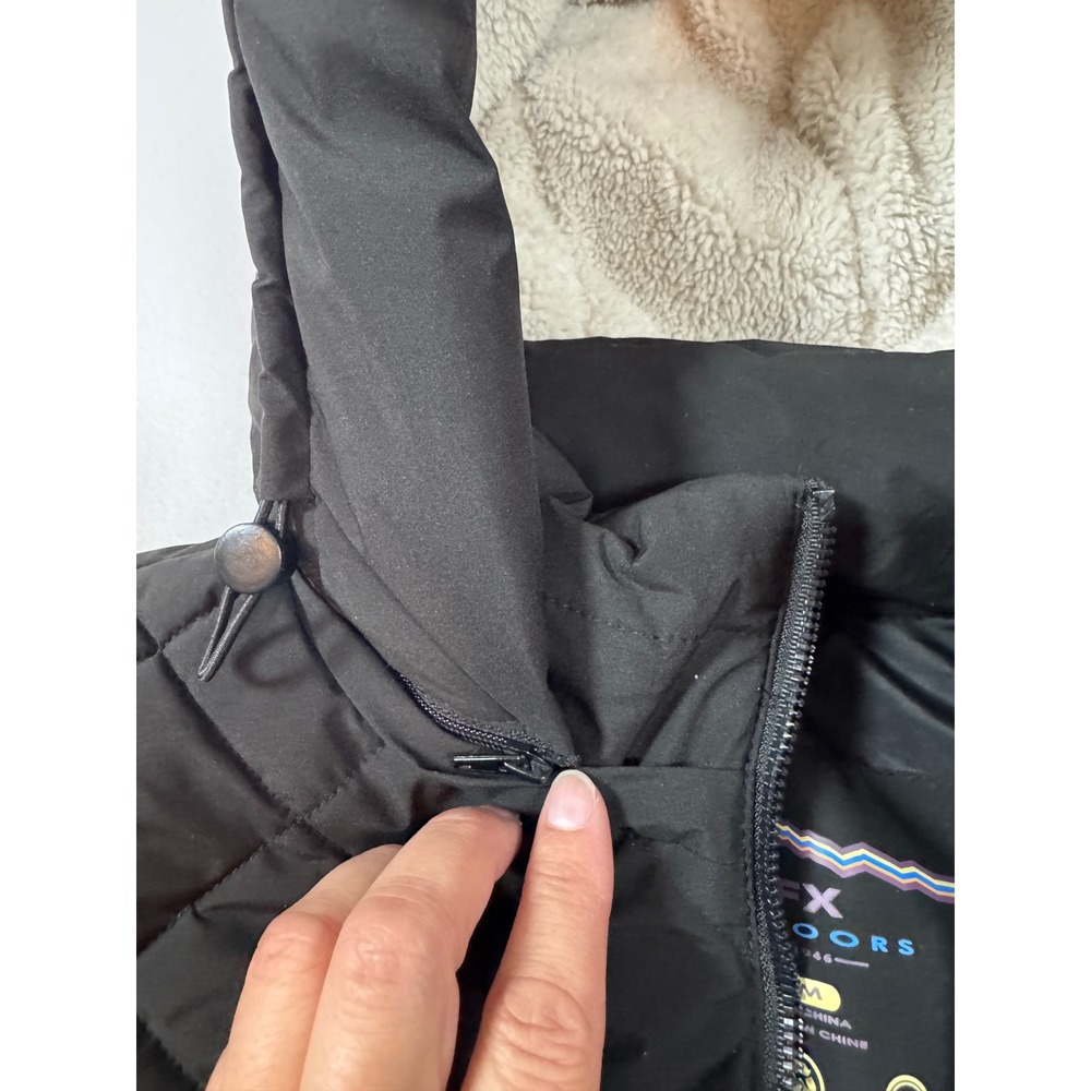 HFX Outdoors Puffer Jacket Womens Medium Black Quilted Water Resistant Hooded - Picture 7 of 10
